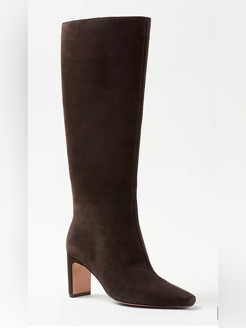 NEW ANN TAYLOR BROWN HIGH BLADE HEEL TALL SUEDE BOOTS SIZE 9.5
